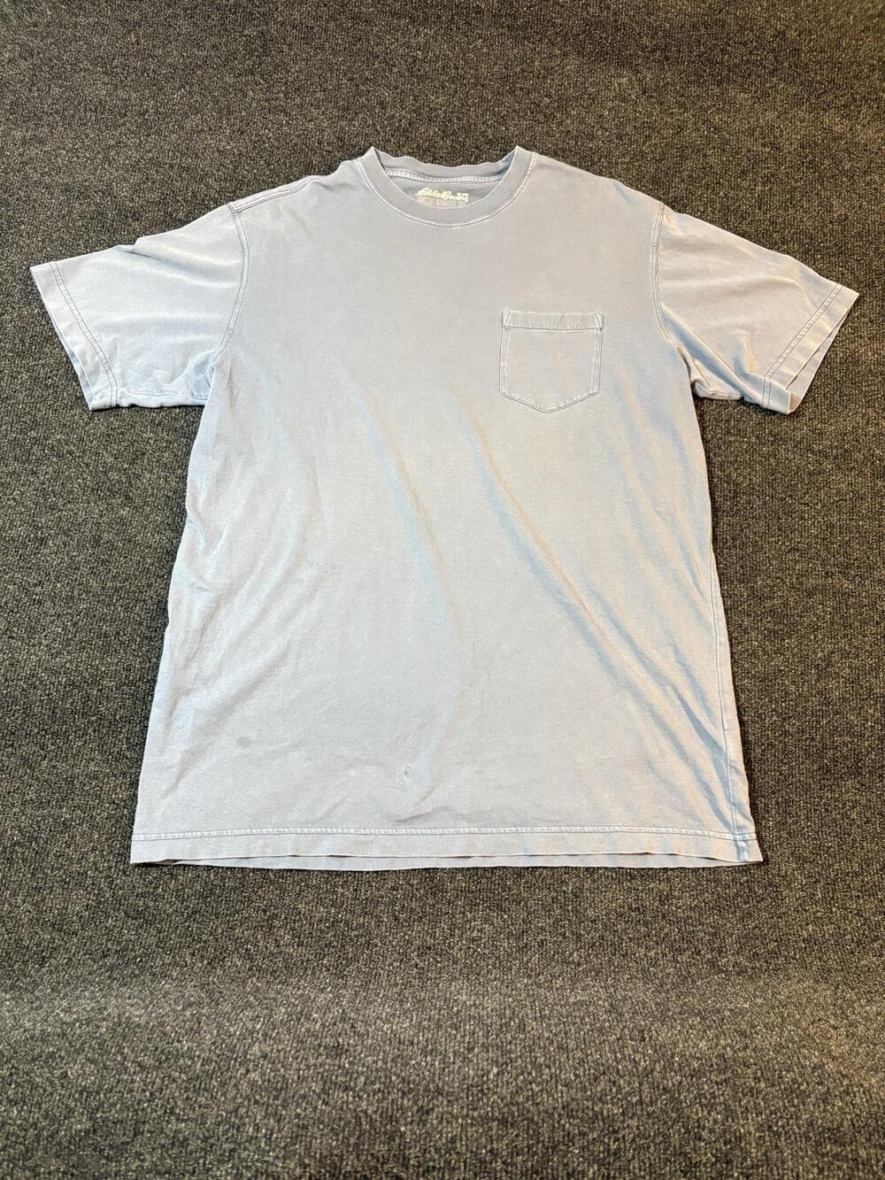 Eddie Bauer Shirt Mens LT Tall Blue Pigment Dyed Crew Neck Short Sleeve T Shirt